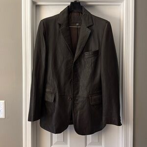 38R  Apt 9 Men's Dark Brown Leather Blazer